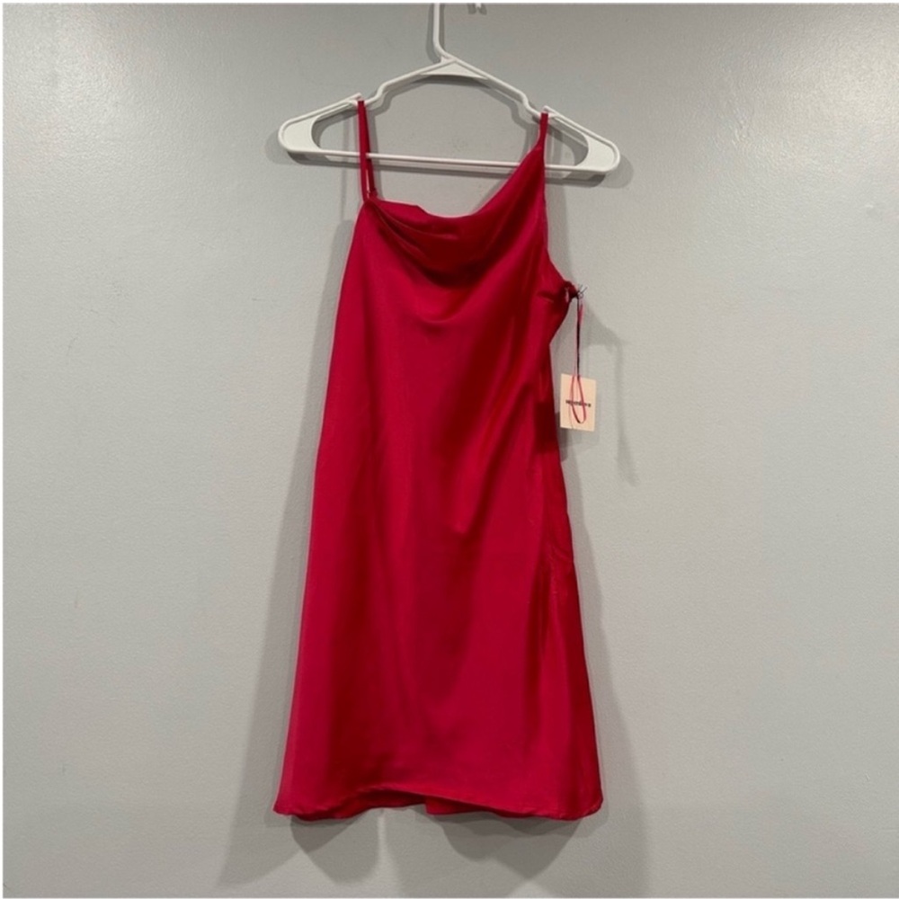 Superdown Pink Cowlneck Satin Slip Dress Small S